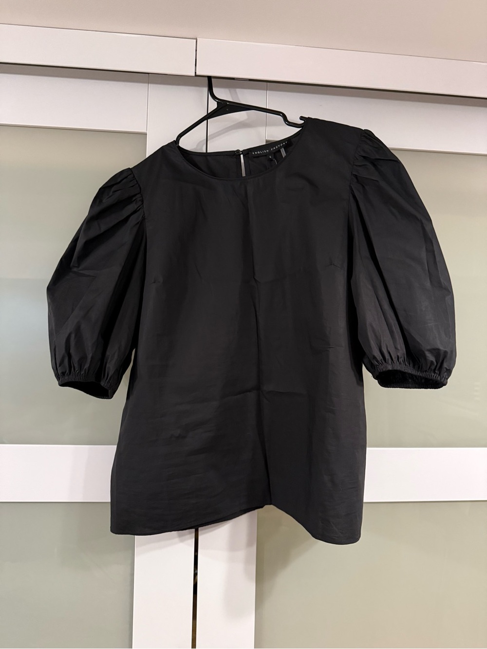 Black Cotton Puff Sleeve Top